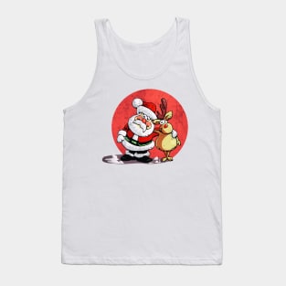 Santa And Deer Tank Top